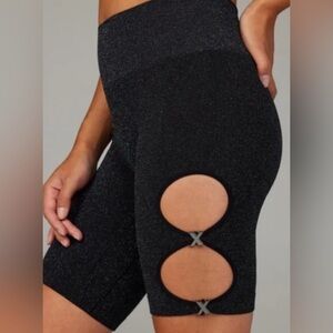 Savage Fenty Black Glittery Cut-Out Bike Shorts